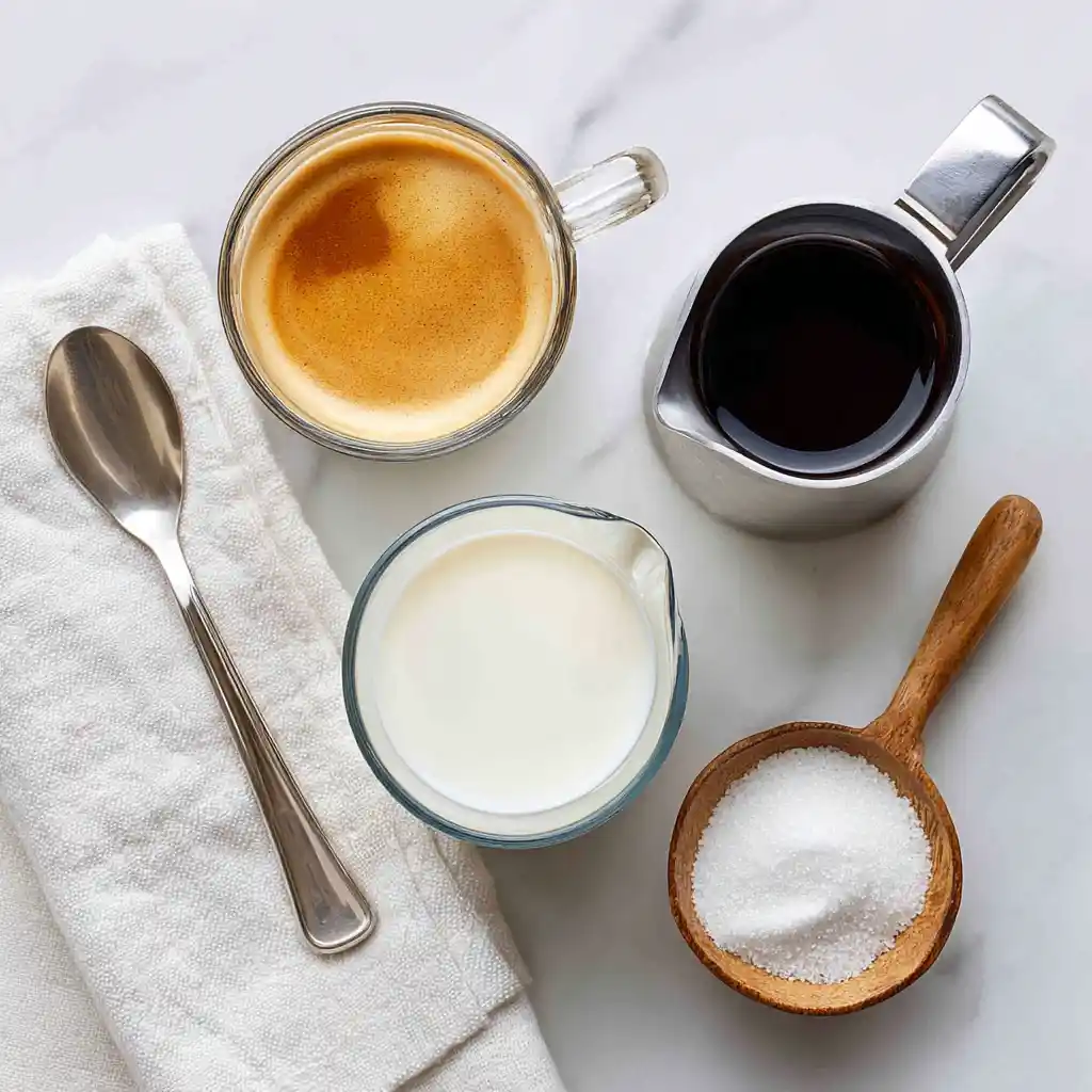 Breve coffee ingredients flat lay