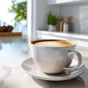 Breve coffee with creamy half-and-half foam served in a cappuccino cup