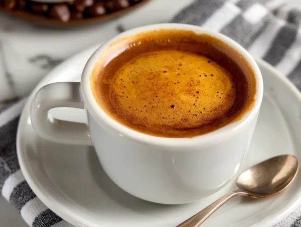 Cubano Coffee with golden espumita on a ceramic cup