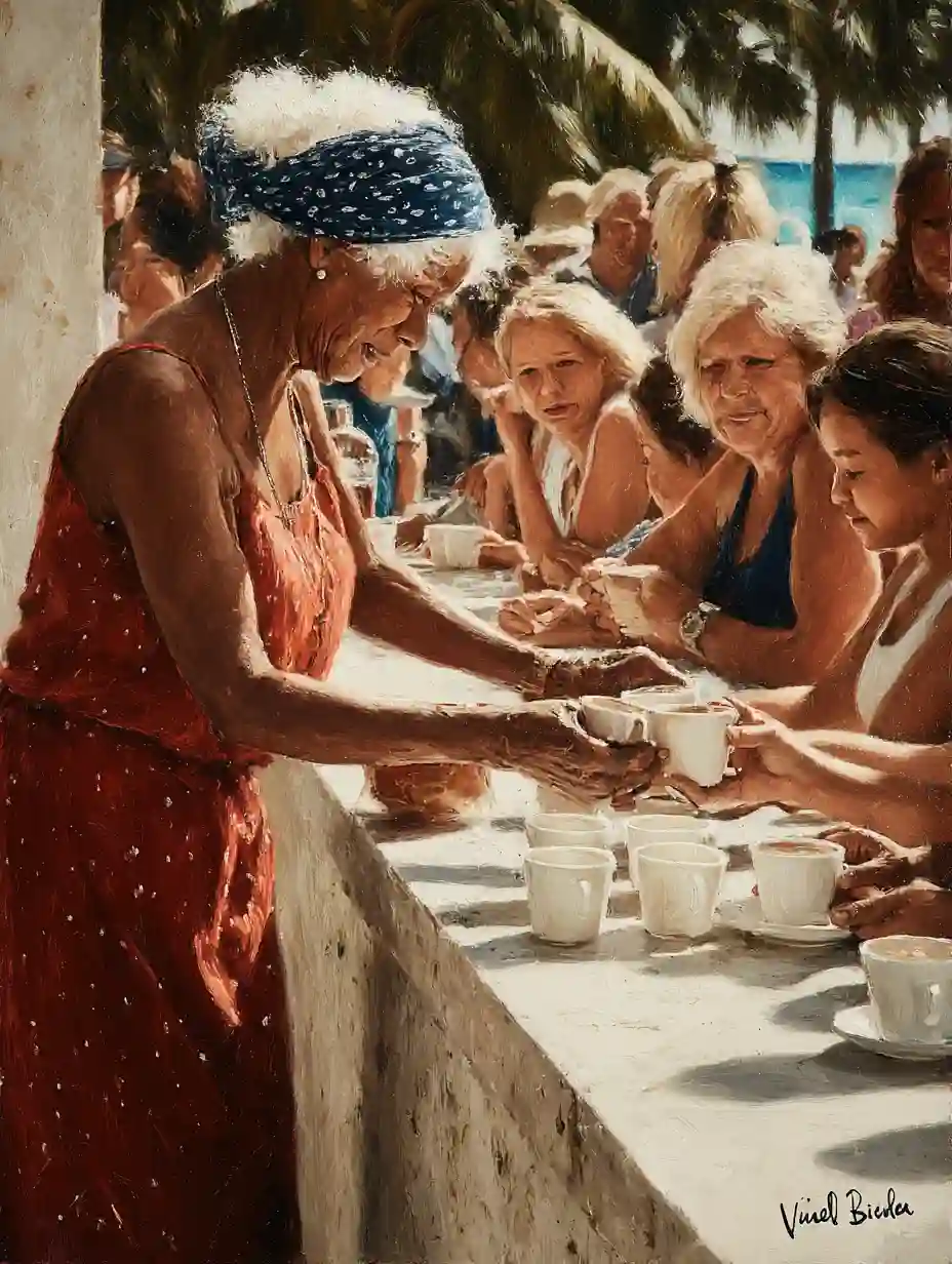 Cubano Coffee shared at a lively Miami ventanita window