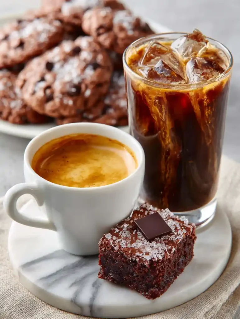 espresso variations with iced espresso and dessert