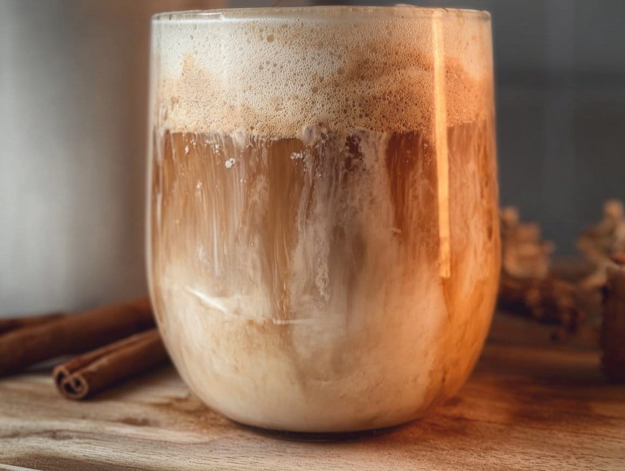 A delightful Vanilla Cinnamon Latte topped with whipped cream and a cinnamon stick for garnish, perfect for cozy mornings.