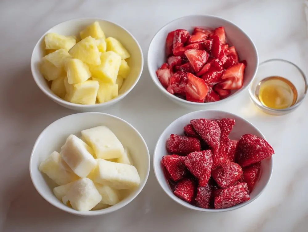 Pineapple Strawberry Swirled Slushies ingredients