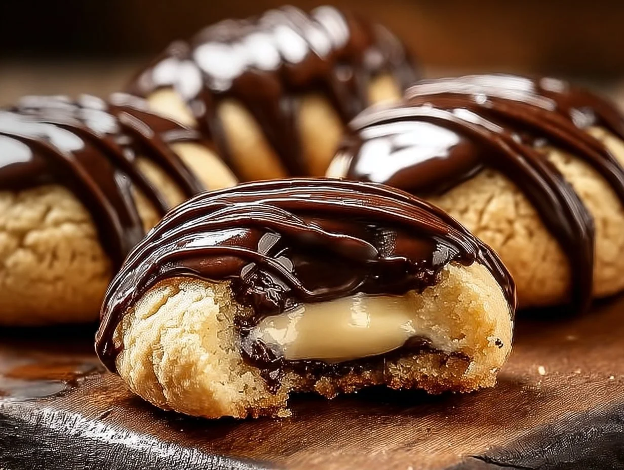 Boston Cream Pie Cookie Bites with chocolate frosting and creamy filling