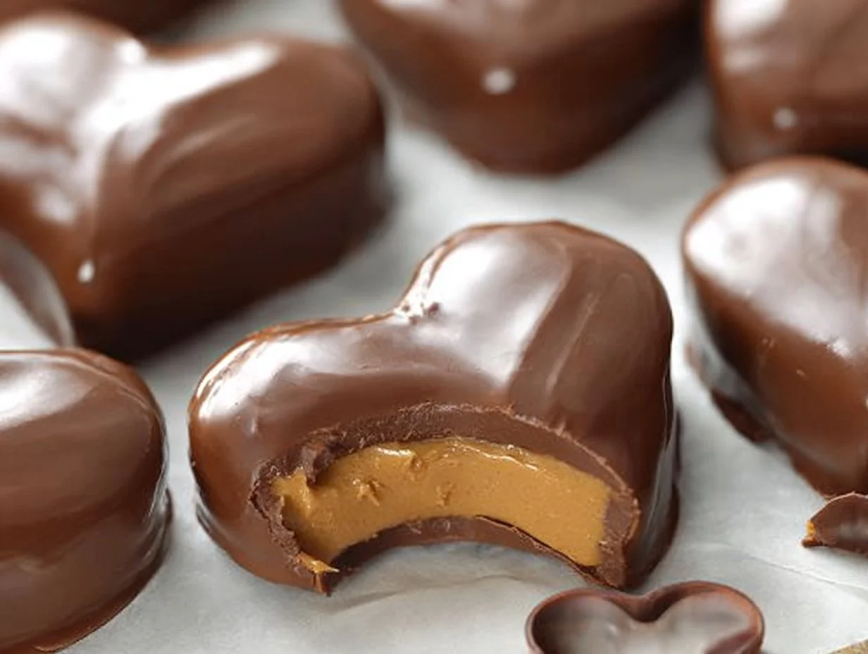 Chocolate peanut butter Valentine's heart dessert.
