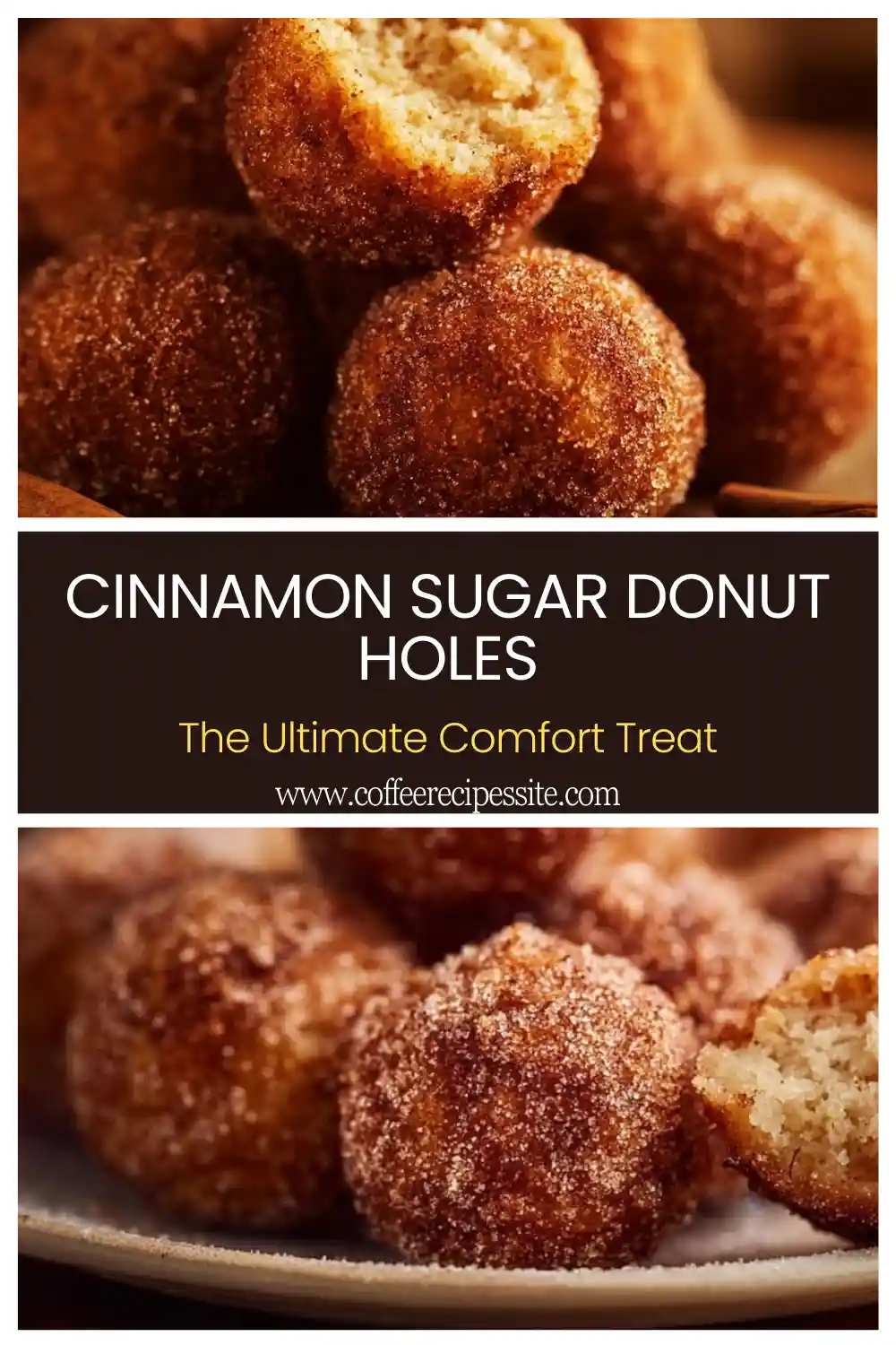 Fluffy Cinnamon Sugar Donut Holes covered in a sugary glaze. 