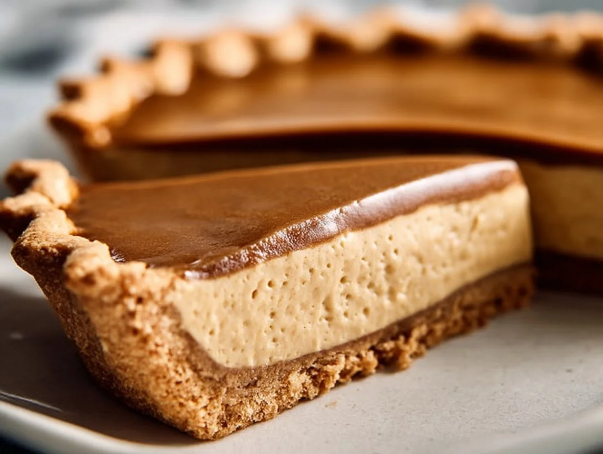Delicious Espresso Custard Pie topped with cream and coffee beans