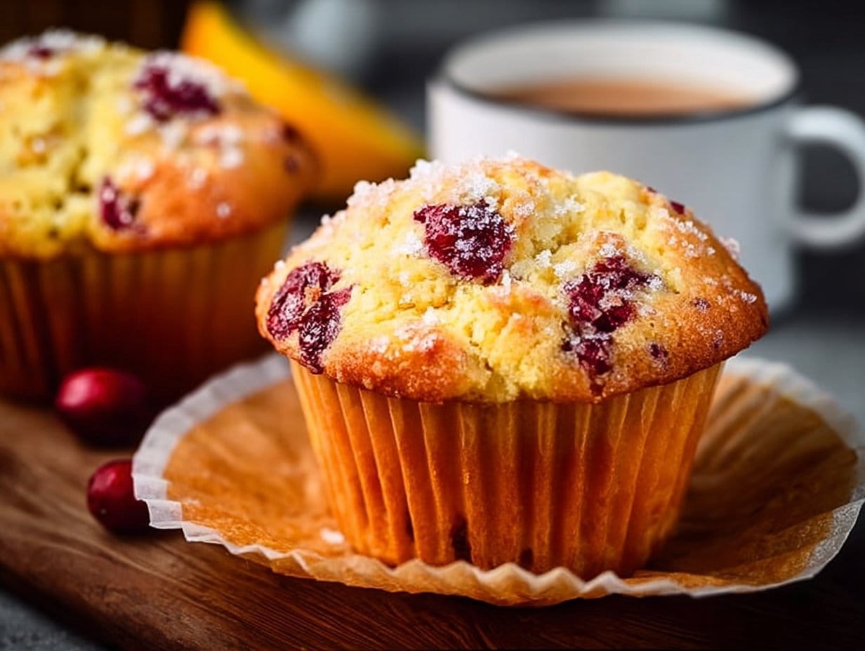 Freshly baked Orange Cranberry Muffins, flavorful breakfast treat