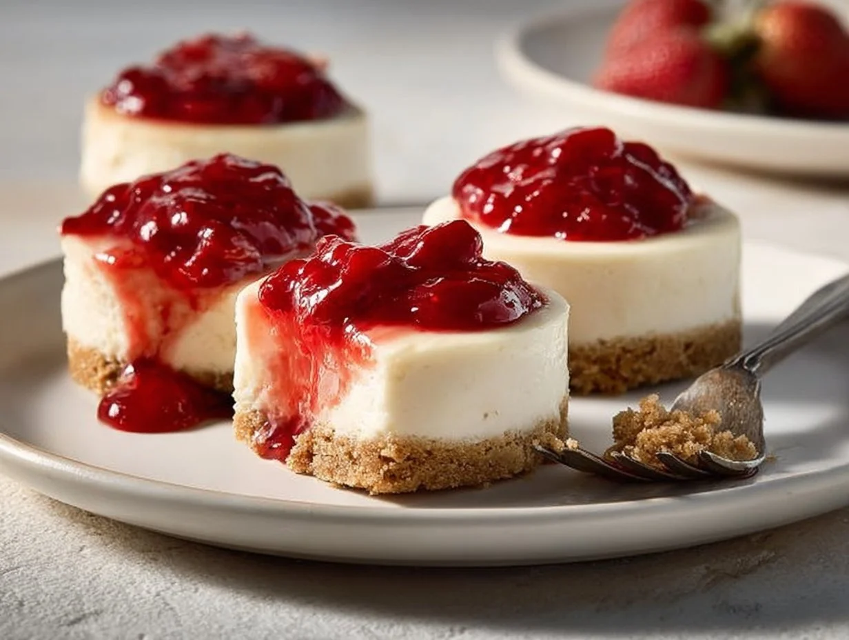 Healthy cheesecake cups served in clear dessert cups for a guilt-free treat.