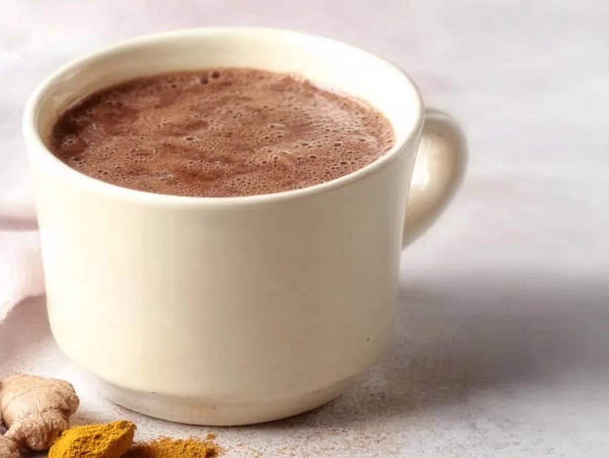 A steaming cup of immunity boosting hot chocolate topped with marshmallows