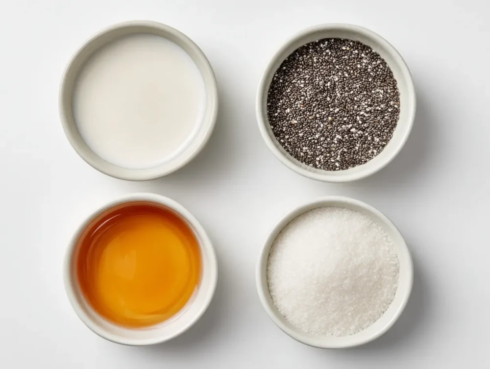 ingredients for creamy coconut chia pudding