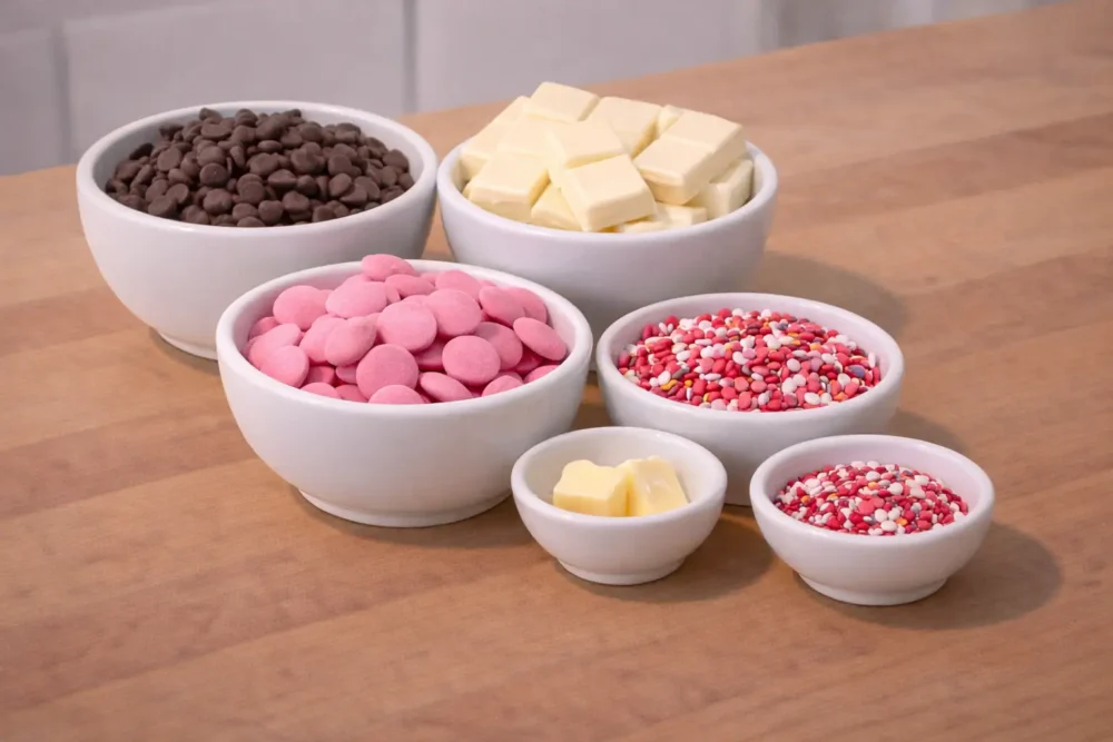 Valentine's Day Chocolate Bark ingredients