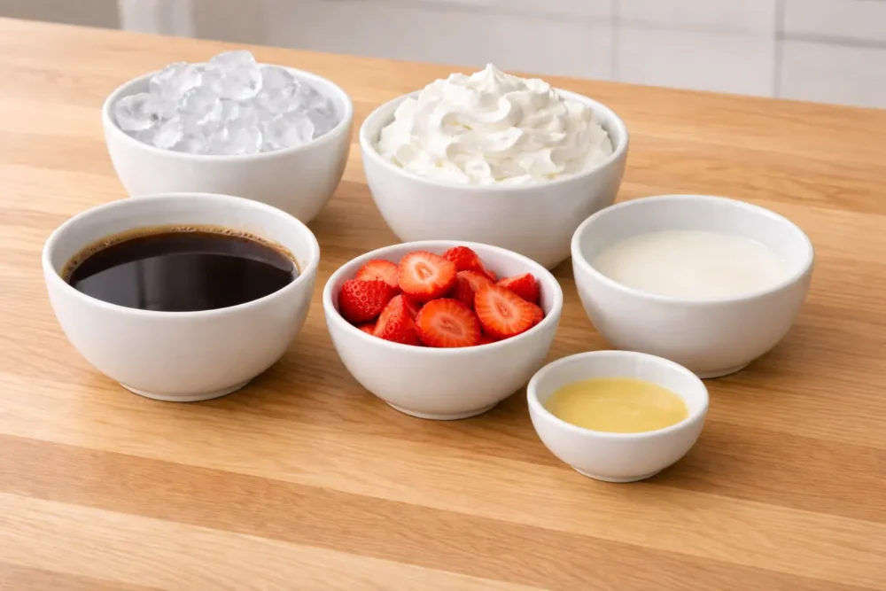 White Chocolate Strawberry Iced Coffee ingredients