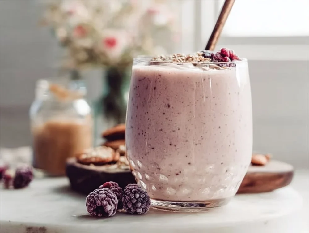 5-ingredient protein smoothie made with fruits and protein powder