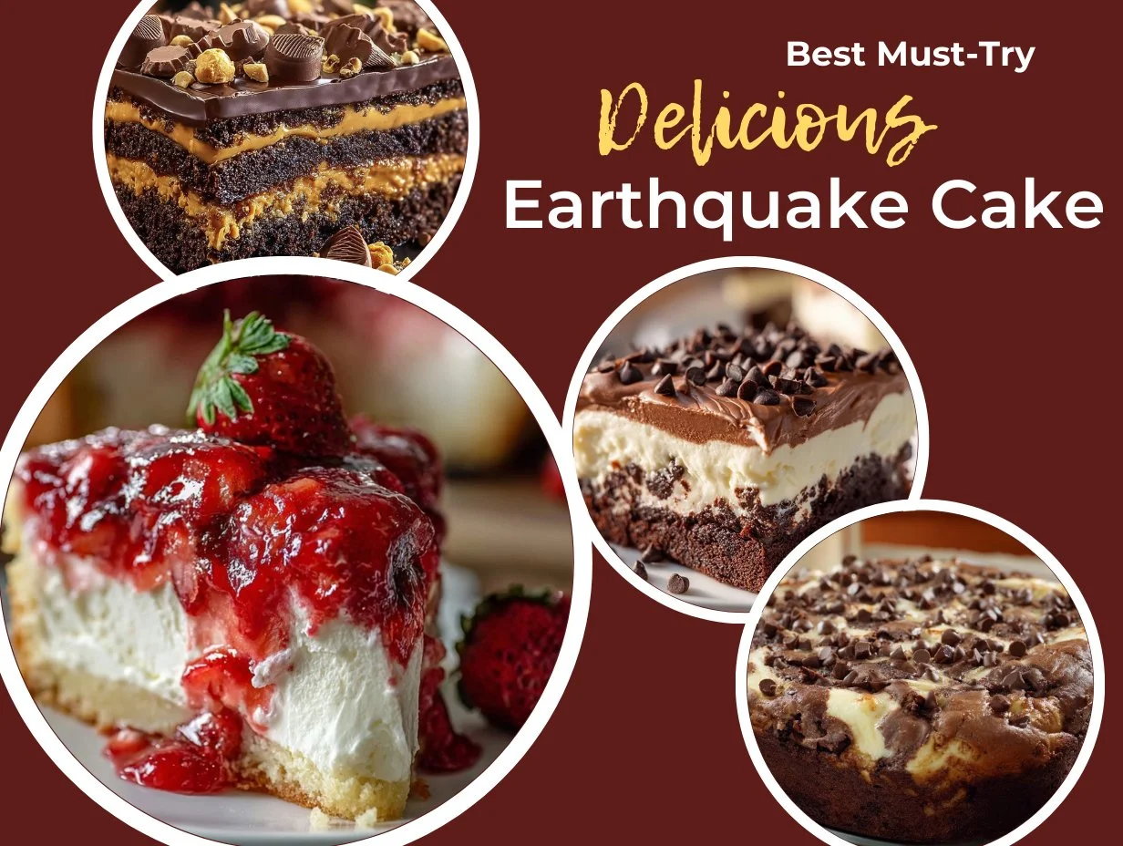 Delicious homemade earthquake cake slice on a plate with a fork