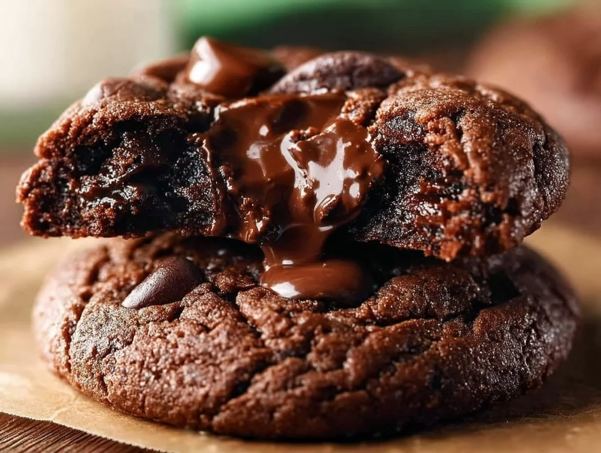 Delicious double chocolate mint cookies fresh out of the oven