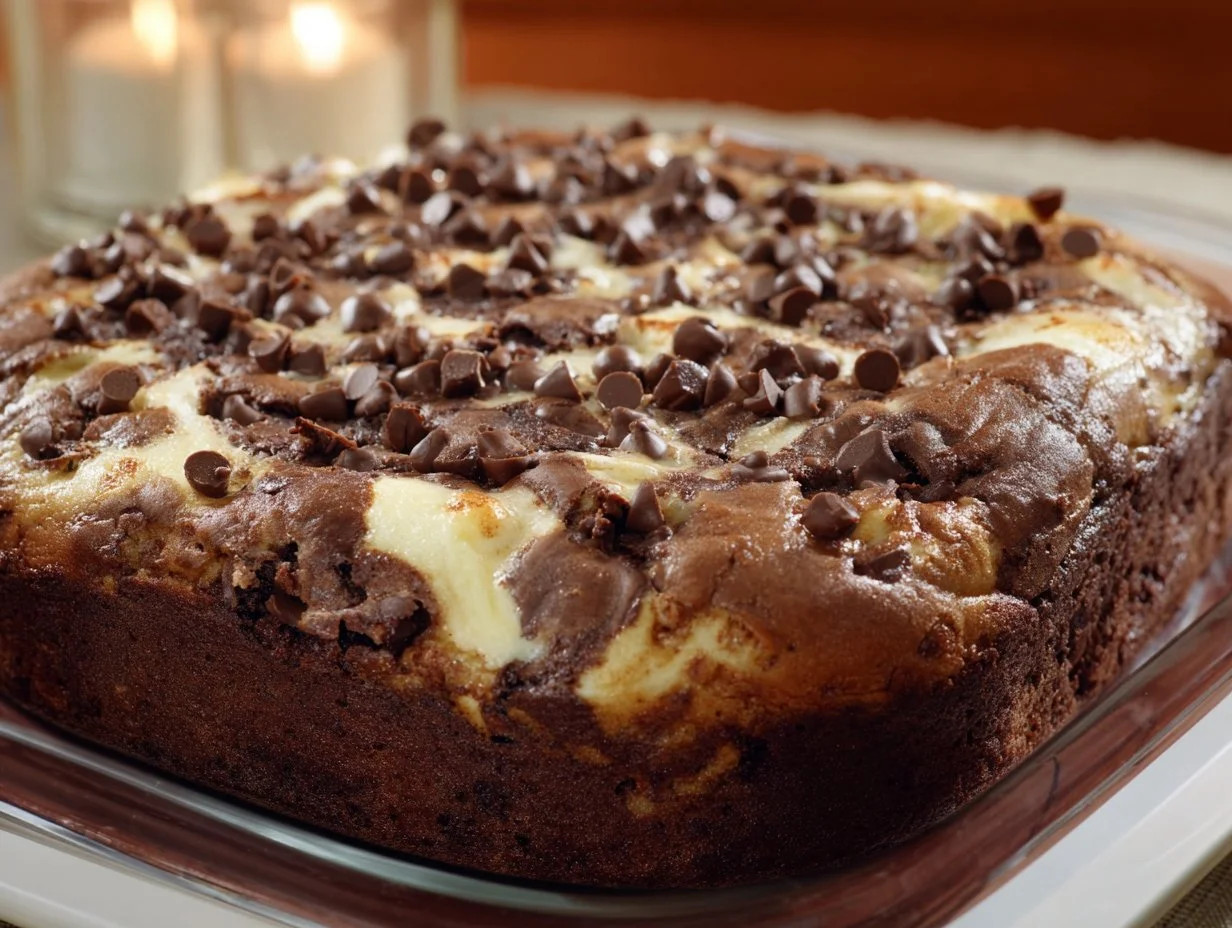 Delicious slice of Earthquake Cake with chocolate, nuts, and cream cheese frosting
