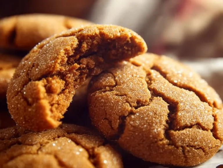 Delicious homemade gingersnap cookies with a crispy texture.