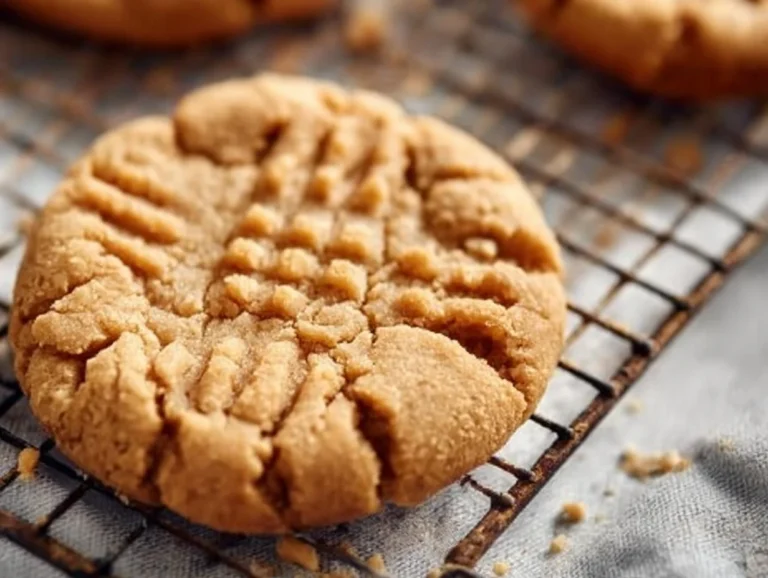 Freshly baked gluten-free peanut butter cookies on a baking sheet