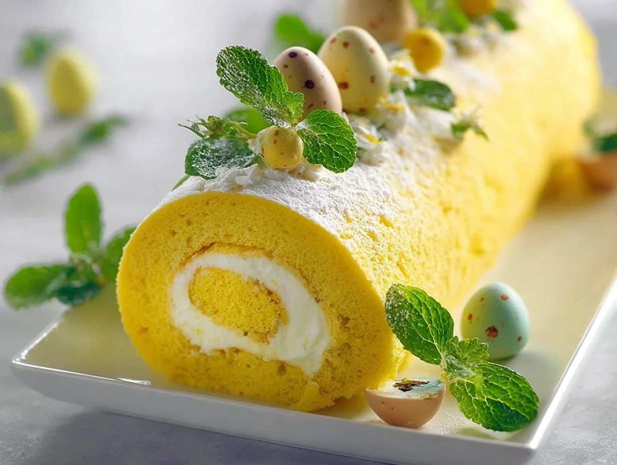 Limoncello infused sponge cake topped with zesty lemon frosting and fresh berries