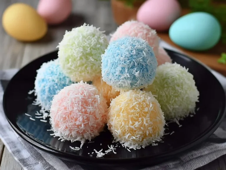 No-Bake Easter Bunny Coconut Tails dessert for Easter celebration