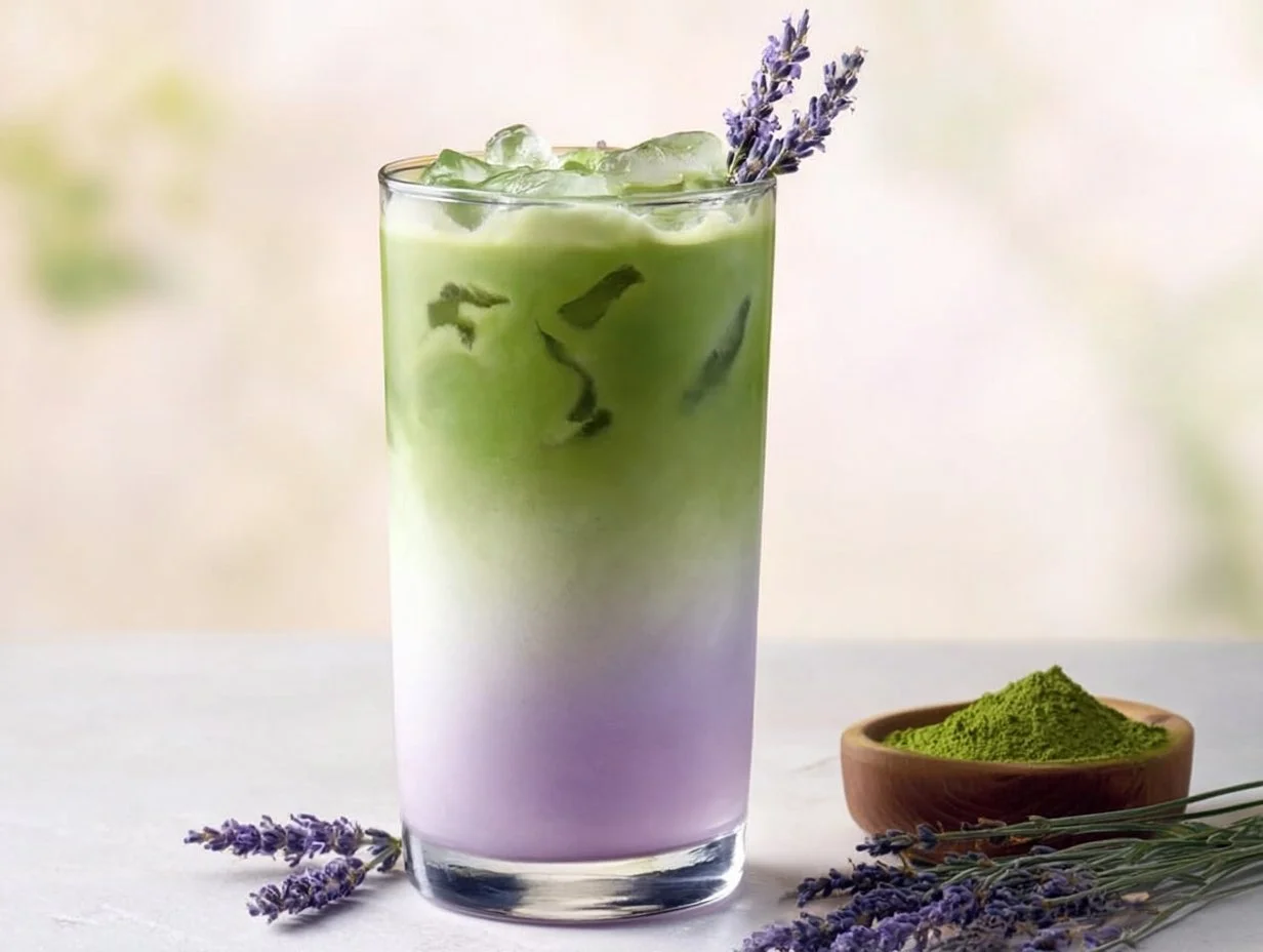 Lavender Iced Matcha Latte