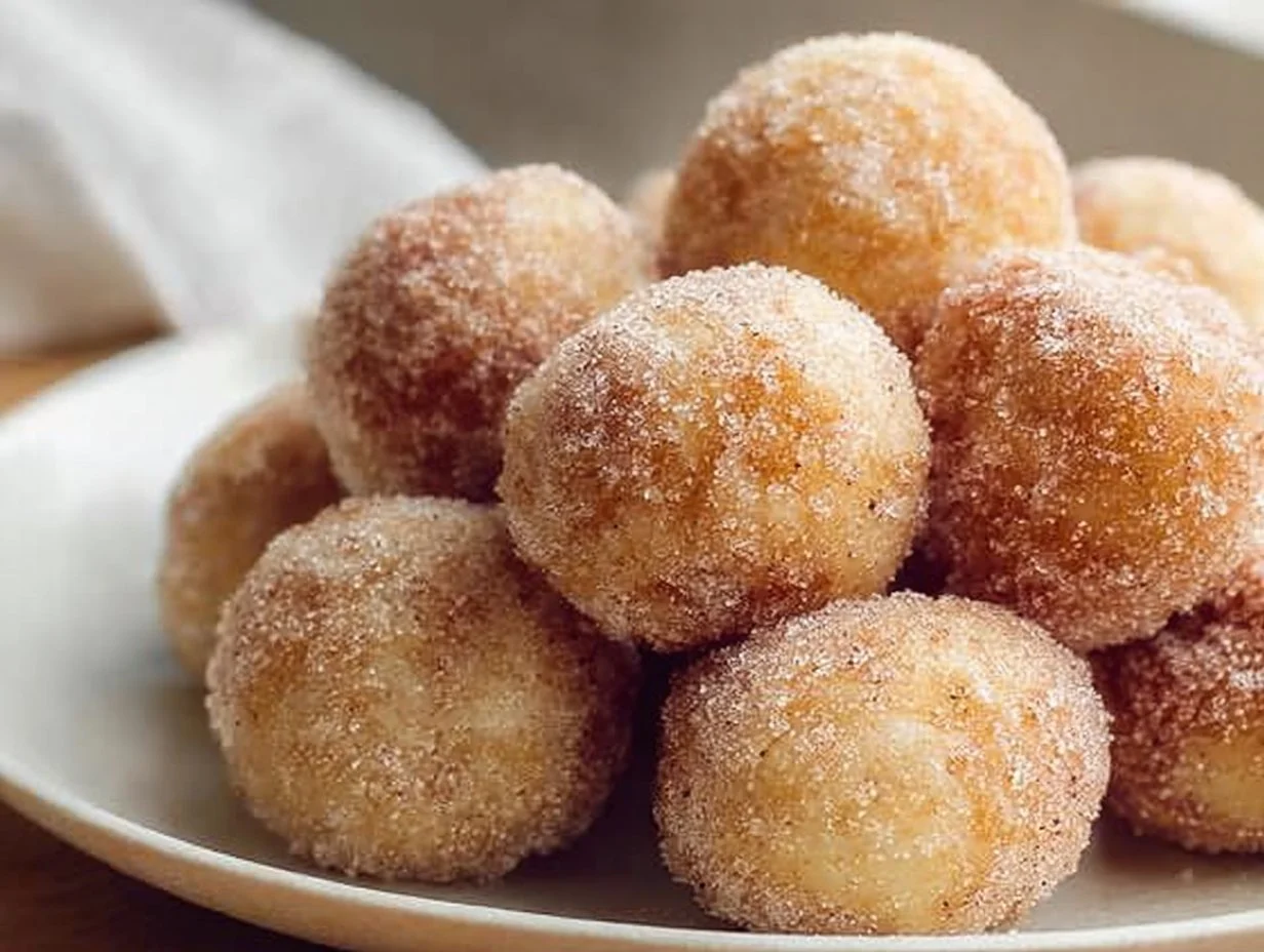 Delicious homemade 3-ingredient banana donut holes on a plate