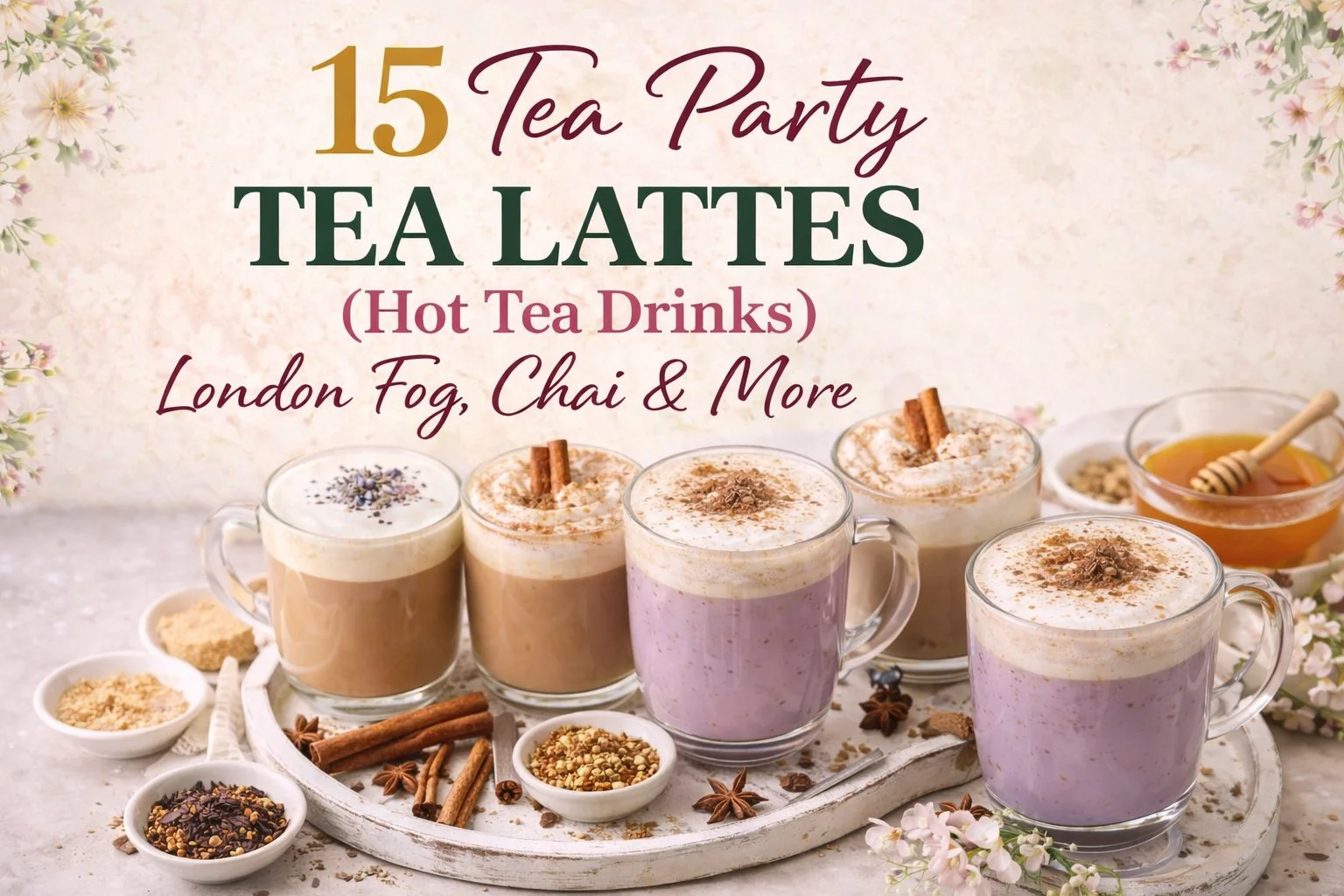 Delicious tea latte recipes including London Fog and Chai for tea parties.