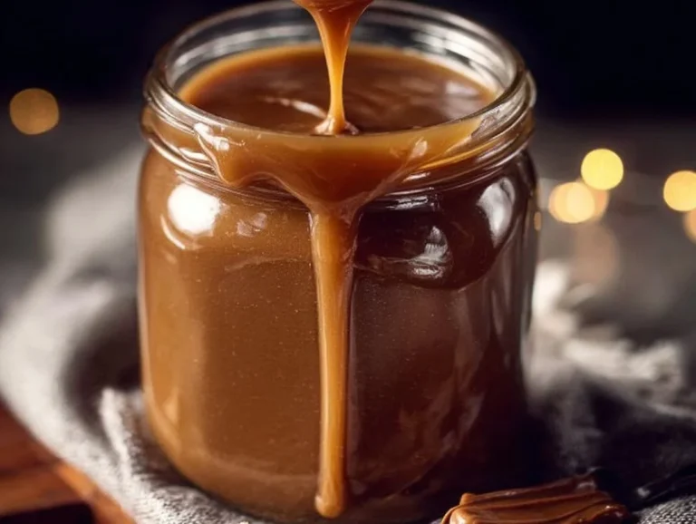 Biscoff syrup poured over coffee, showcasing its rich cookie butter flavor.