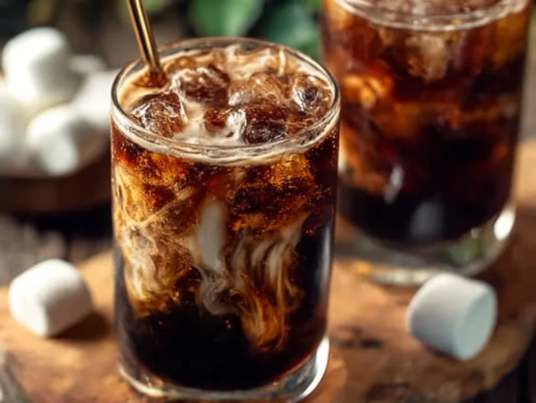 Campfire Cola Dirty Soda served in a rustic setting with campfire ambiance.