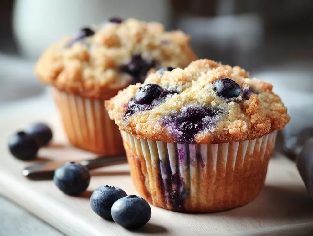 Healthy diabetic blueberry muffins made with wholesome ingredients