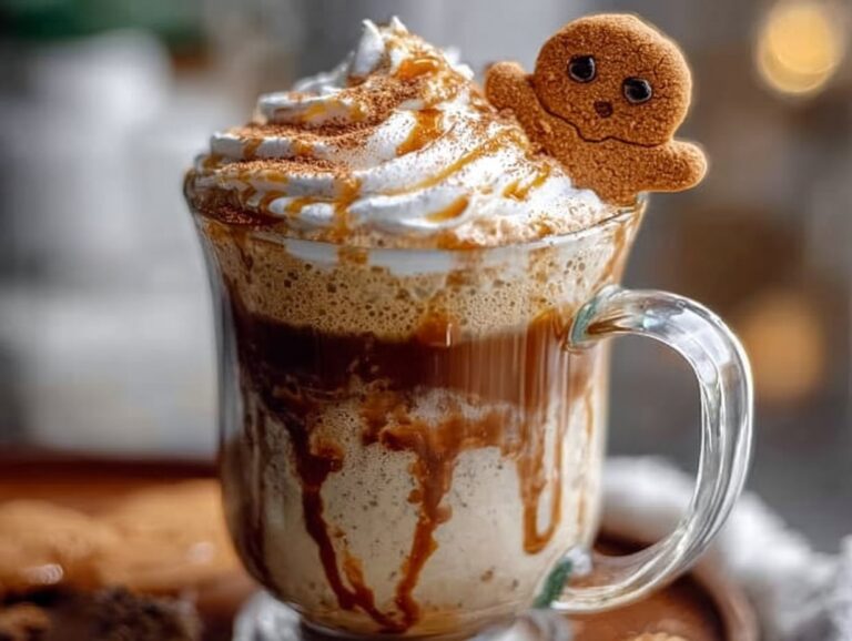 Gingerbread Oatmilk Chai Tea Latte topped with cinnamon and whipped cream