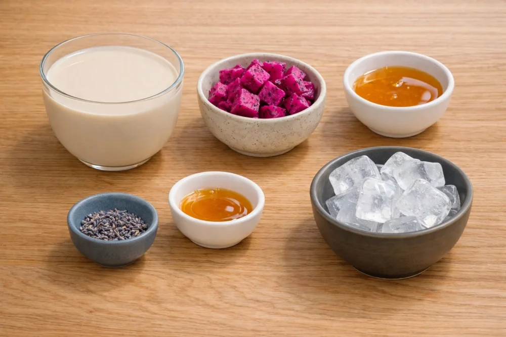 Lavender Oat Milk with Dragon Fruit