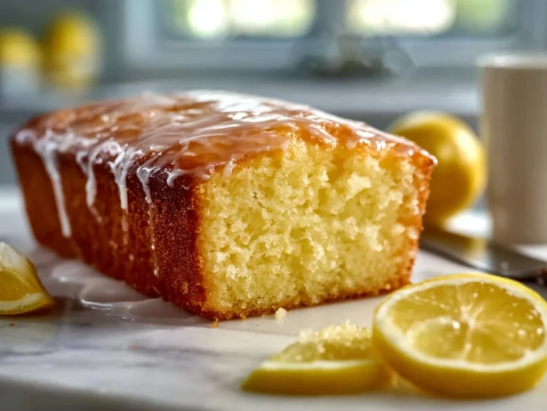 Moist Lemon Yogurt Cake topped with fresh lemon zest