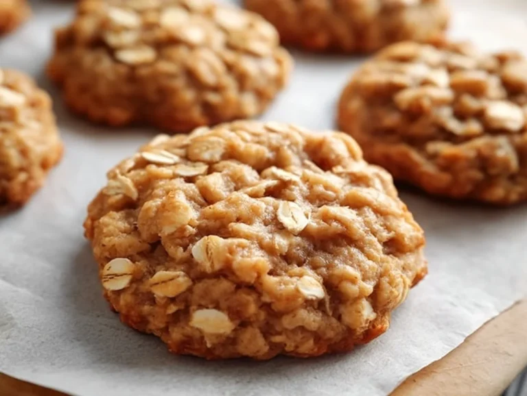 Homemade low sugar applesauce oatmeal cookies on a cooling rack.