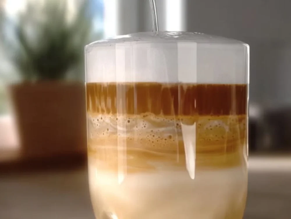 Delicious salted honey vanilla latte topped with honey lavender cold foam