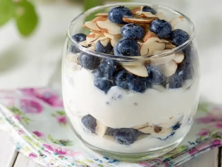 Delicious sugar-free yogurt parfait with fresh fruits and granola