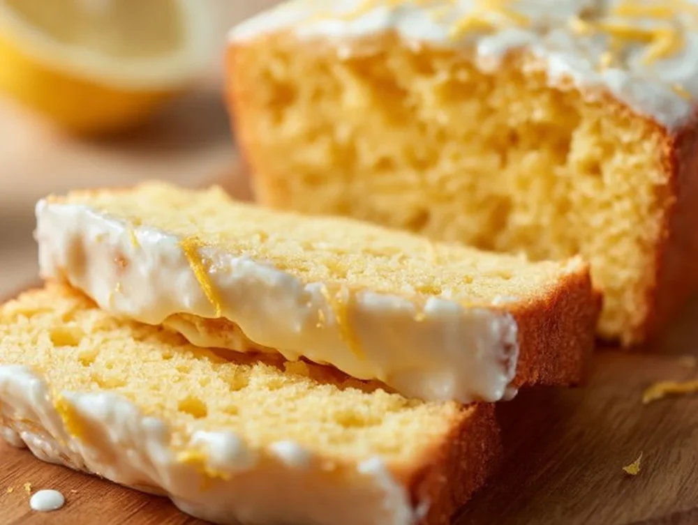  keto lemon bread dessert on a wooden table