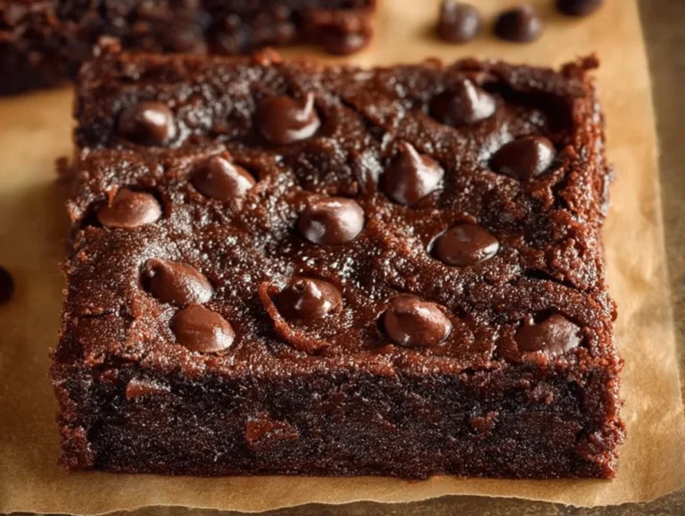 Vegan flourless banana brownies on a decorative plate
