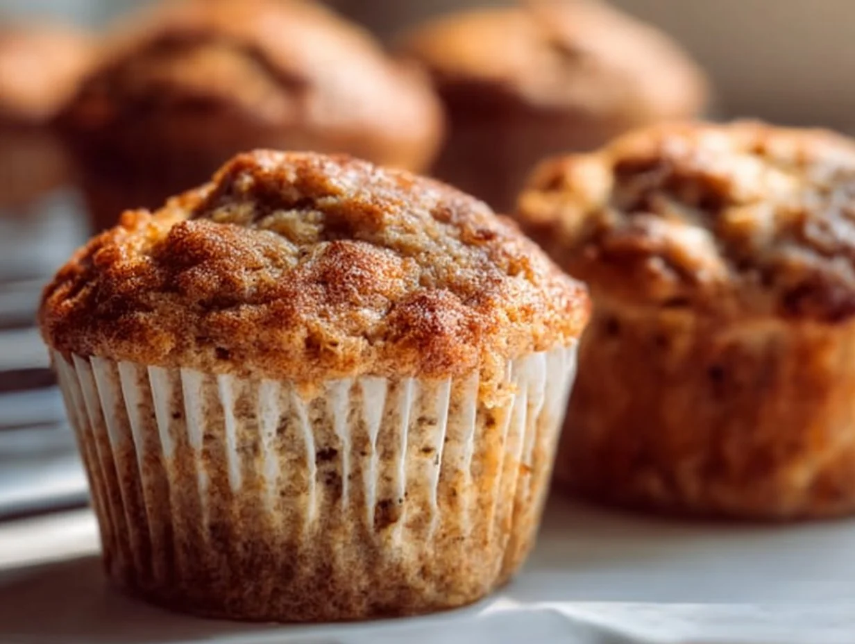 Fluffy Banana Cinnamon Greek Yogurt Muffins in 30 Minutes