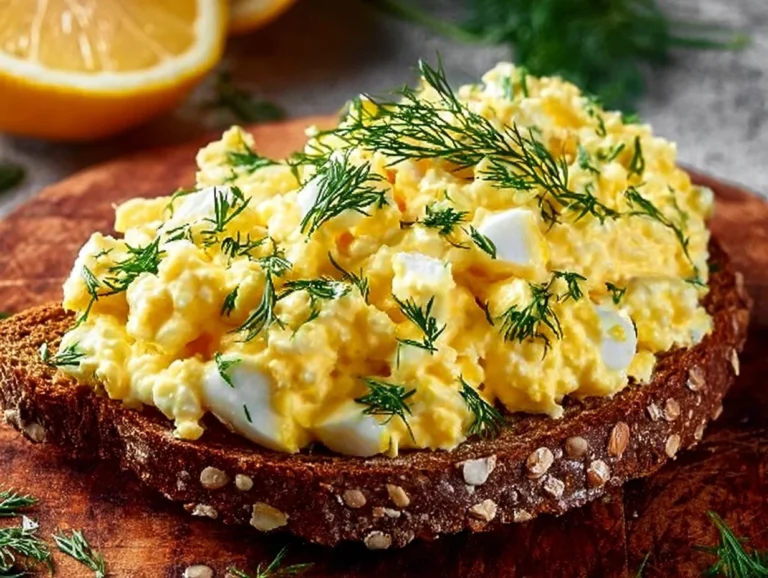 Delicious cottage cheese egg salad sandwich on a plate