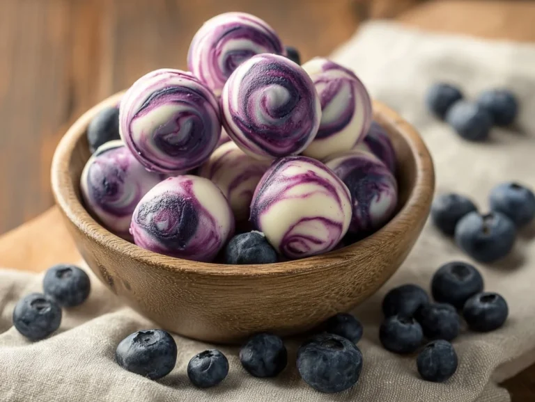 Blueberry Greek yogurt bites with a creamy texture and fruity flavor