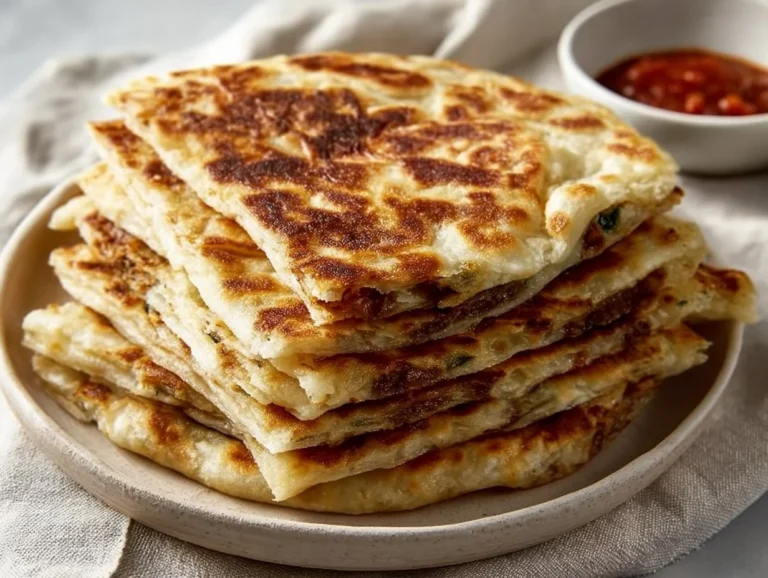 Delicious Gozleme at Home filled with spinach and cheese served on a plate