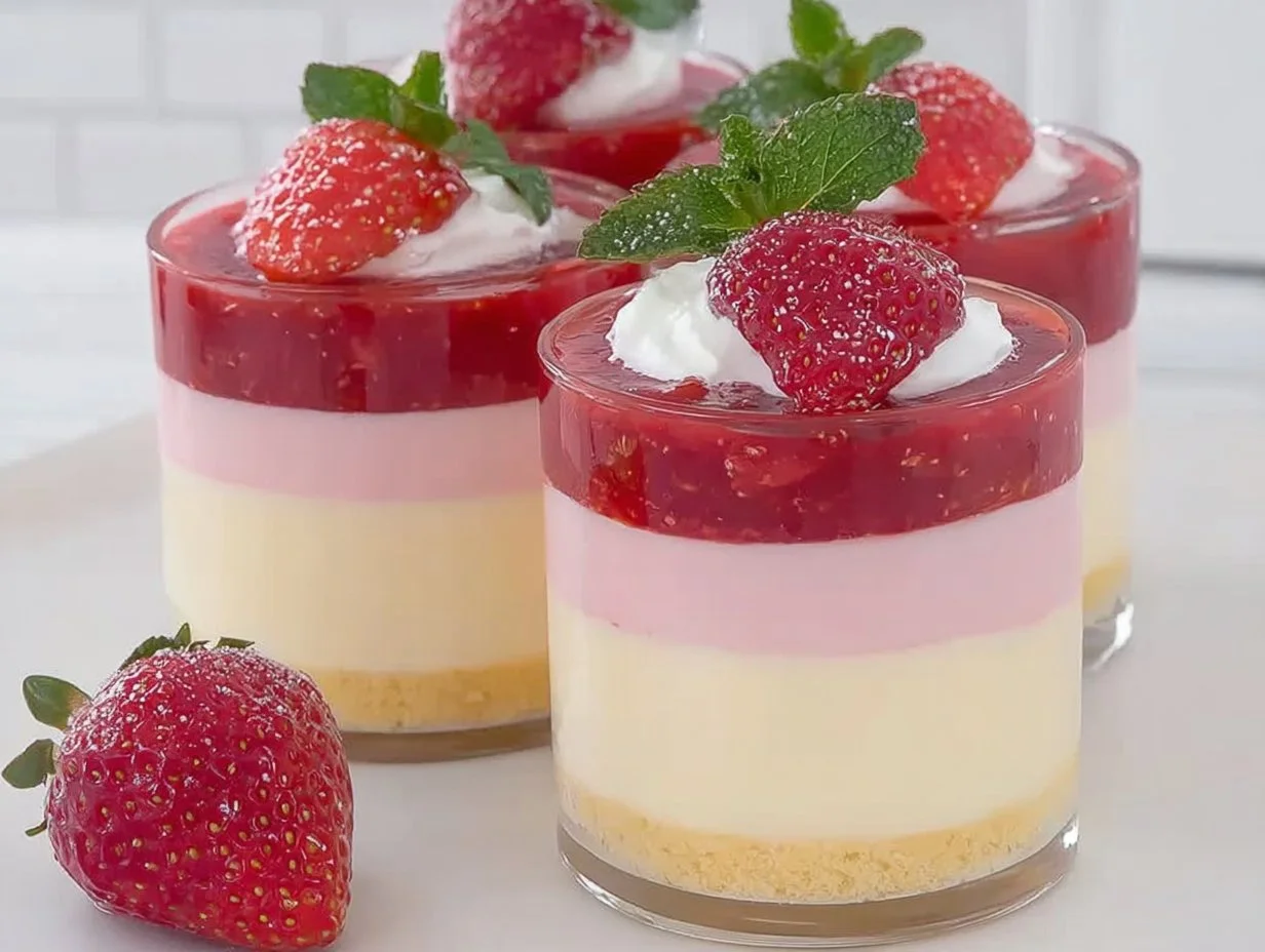 Layered Strawberry Mousse Cups (Elegant No-Bake Dessert)
