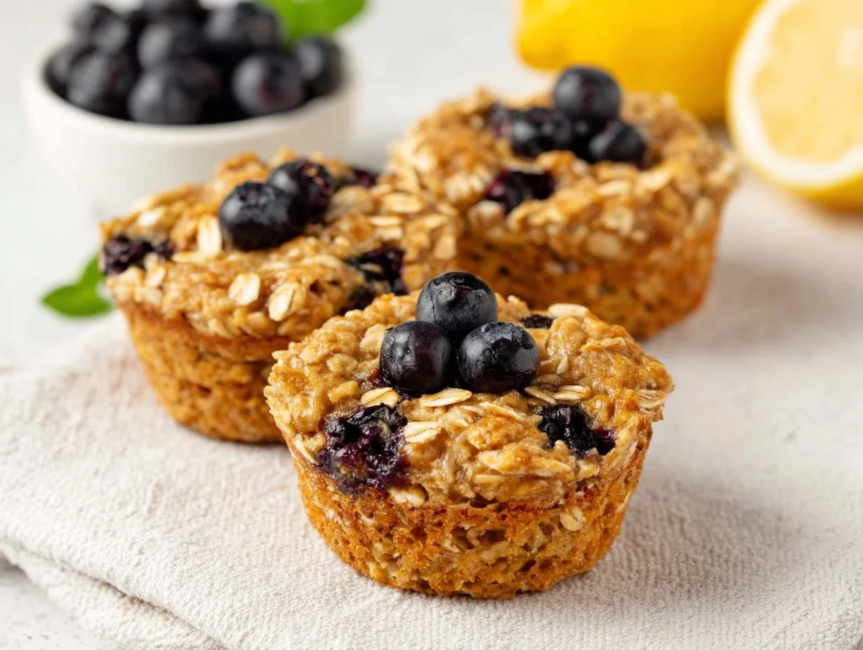 Lemon Blueberry Baked Oatmeal Cups