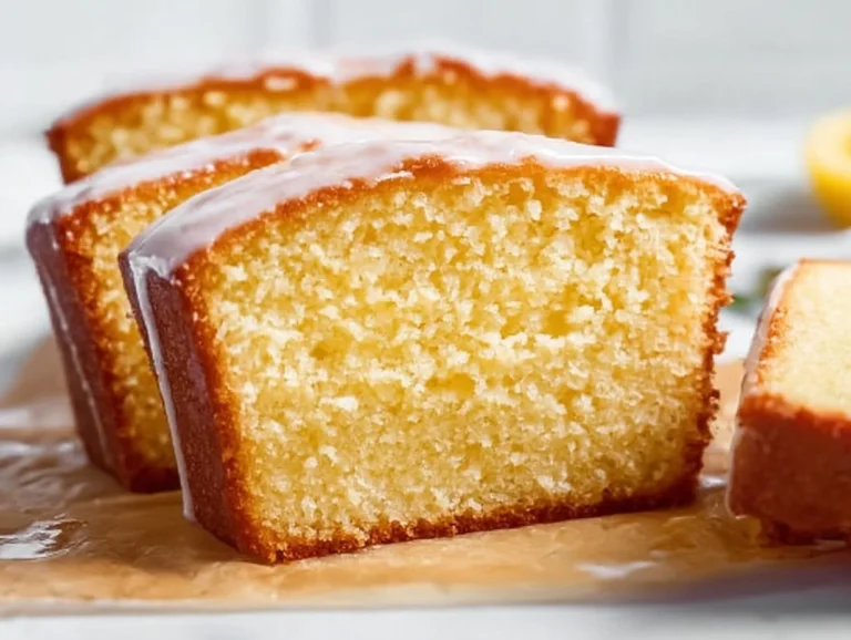Starbucks Copycat Lemon Loaf with lemon glaze on a plate