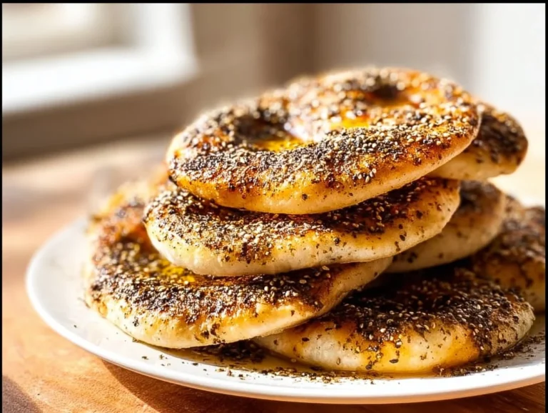 Freshly baked Za'atar Flatbread topped with aromatic herbs and spices